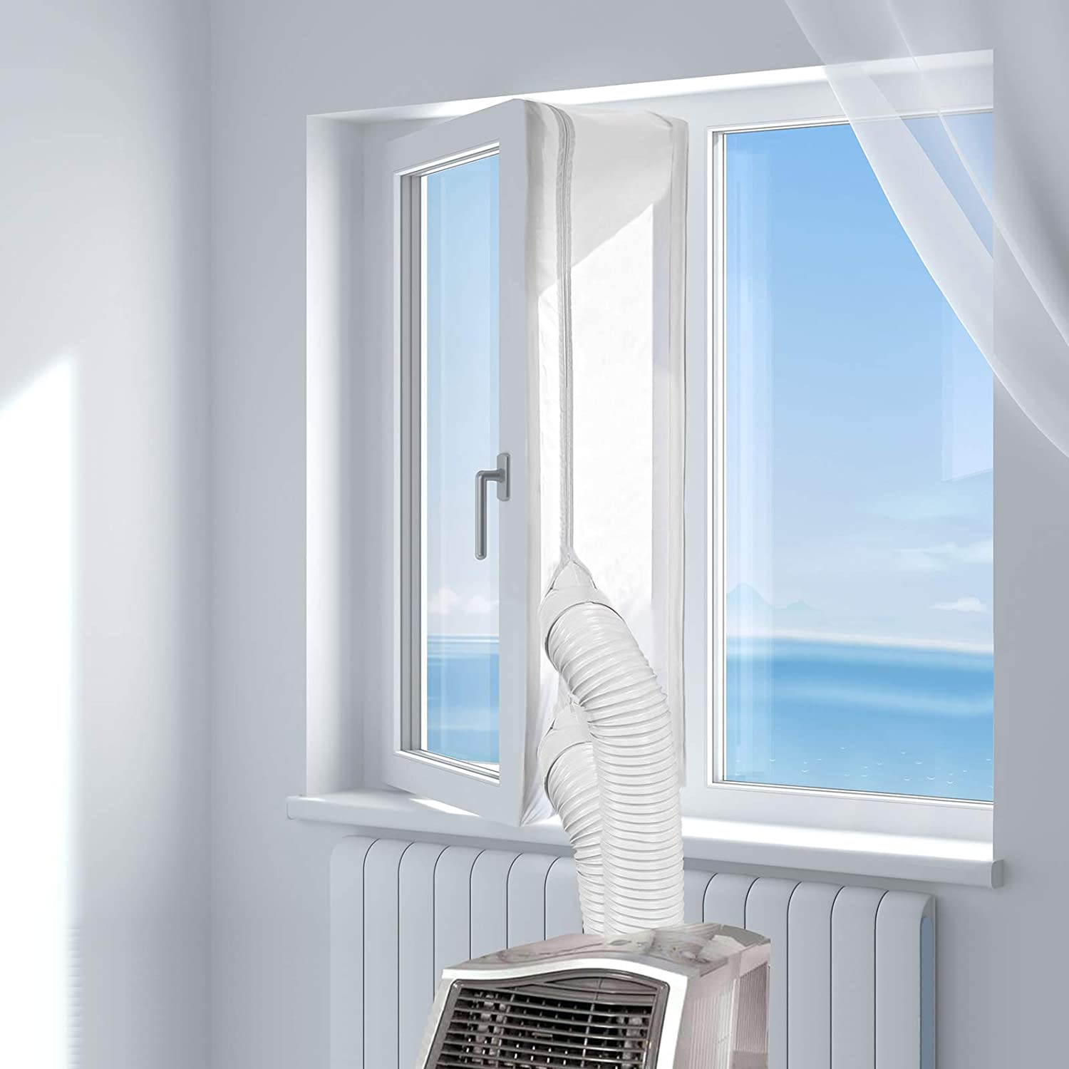 con guarnizione per finestra universale 3 pezzi Verliked Kit per finestra per condizionatore daria in PVC colore: Bianco impermeabile portatile 